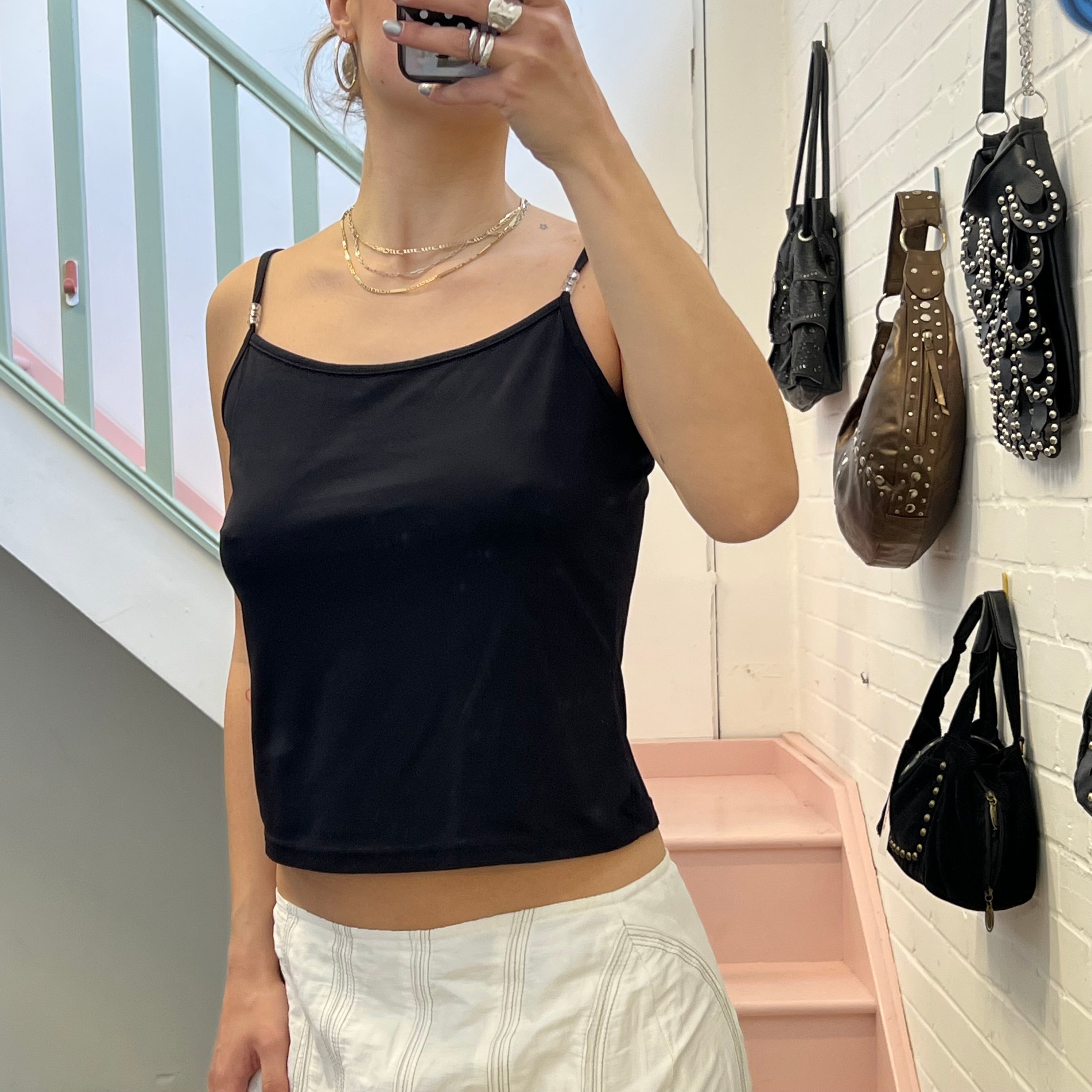 Black beaded strappy cami
