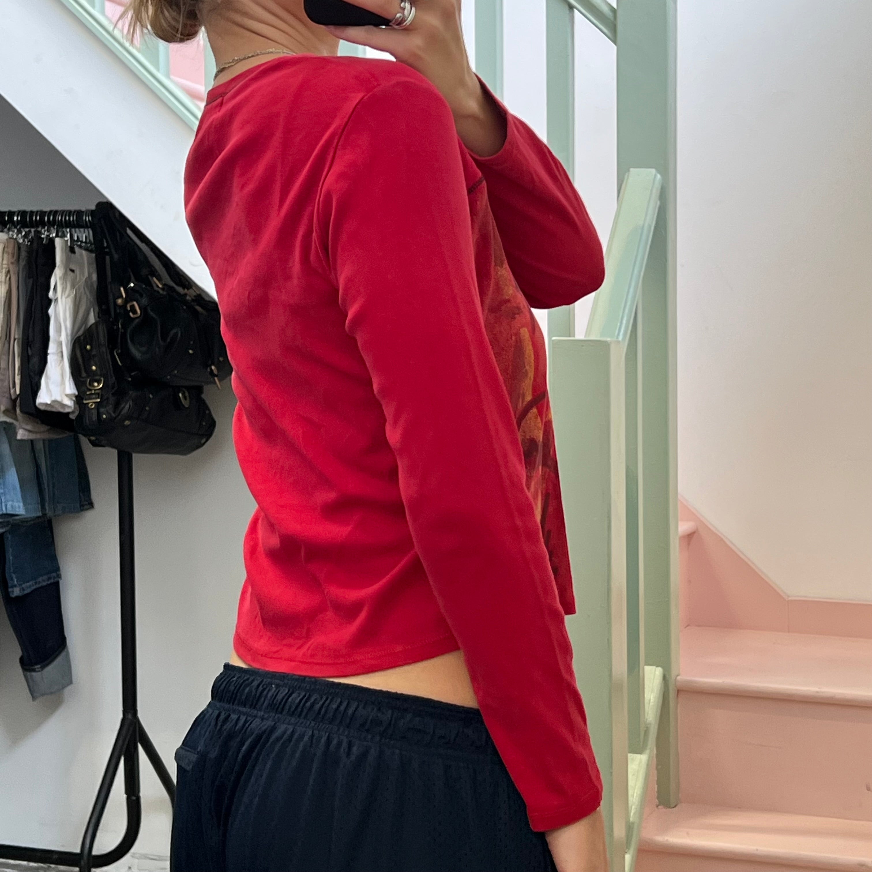 Red graphic print top