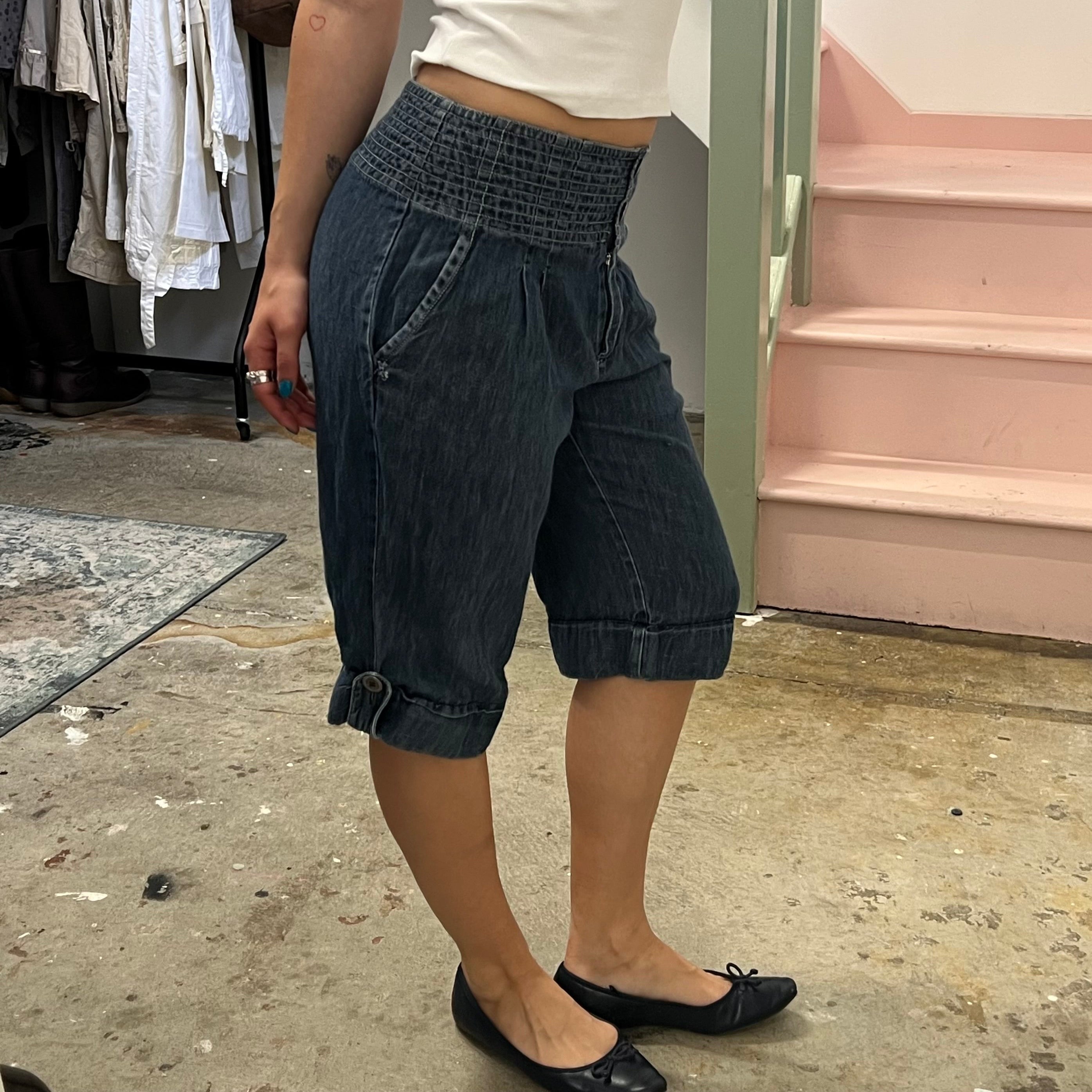 Denim balloon style shorts