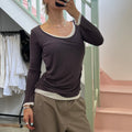 Oasis purple and white layered slouchy long sleeve top