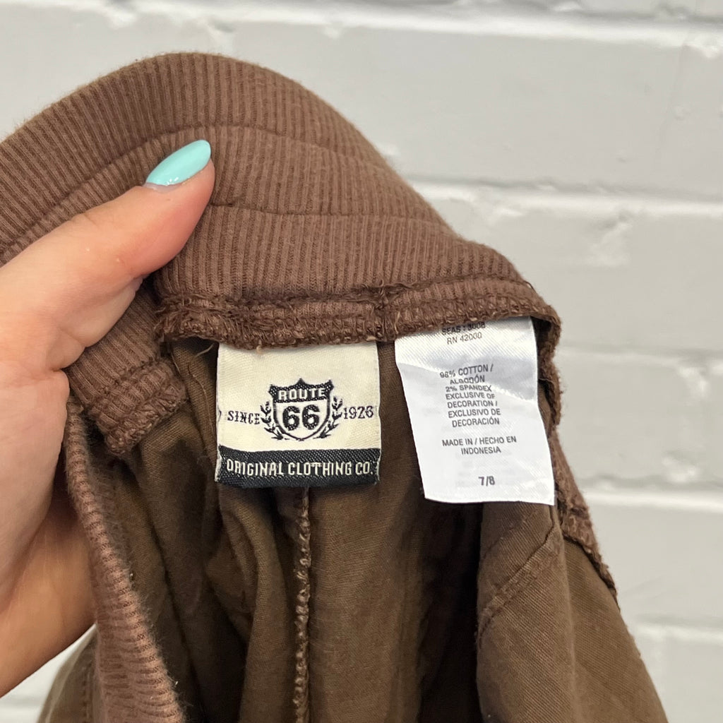 Brown tie waist cargo capris