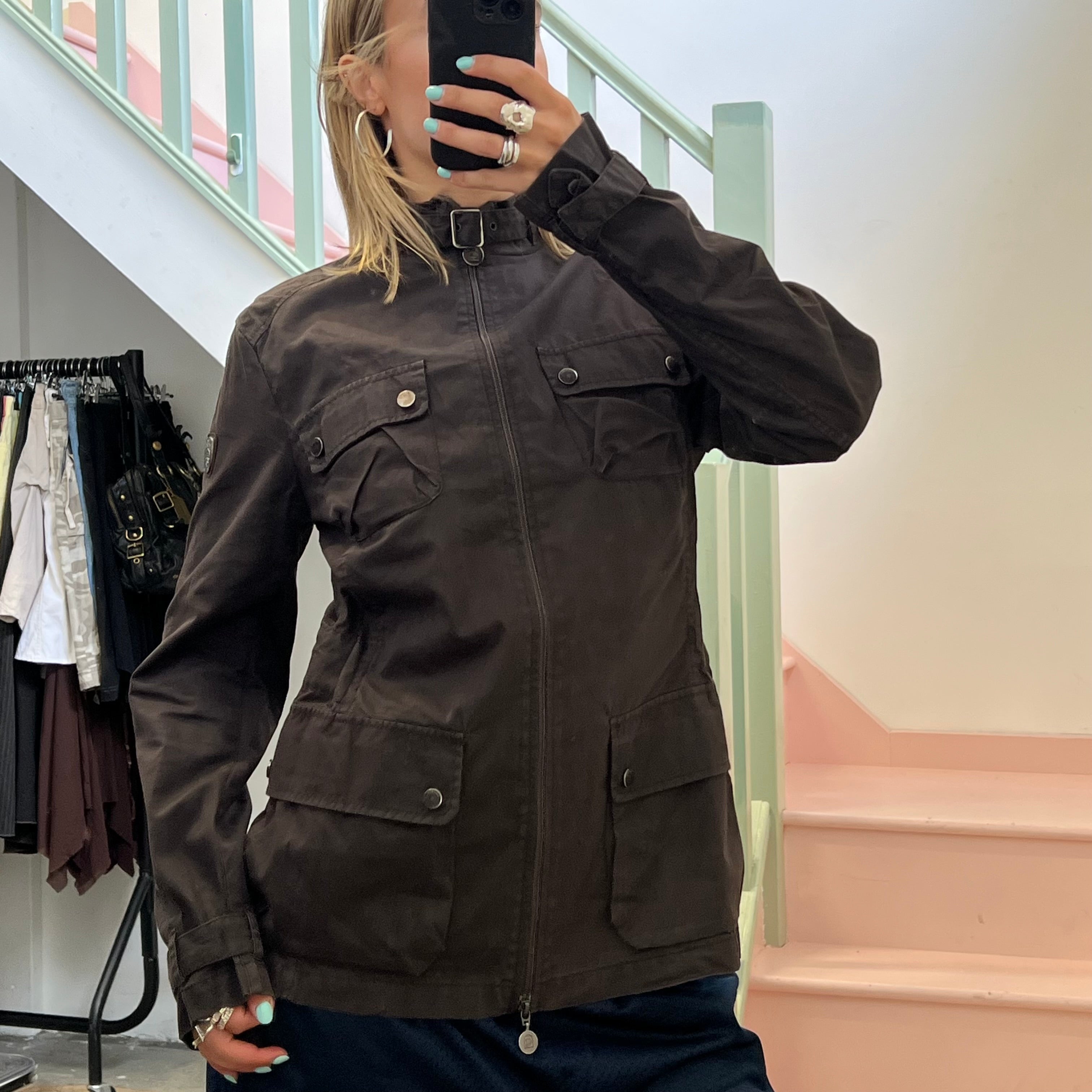Brown fitted utility style jacket