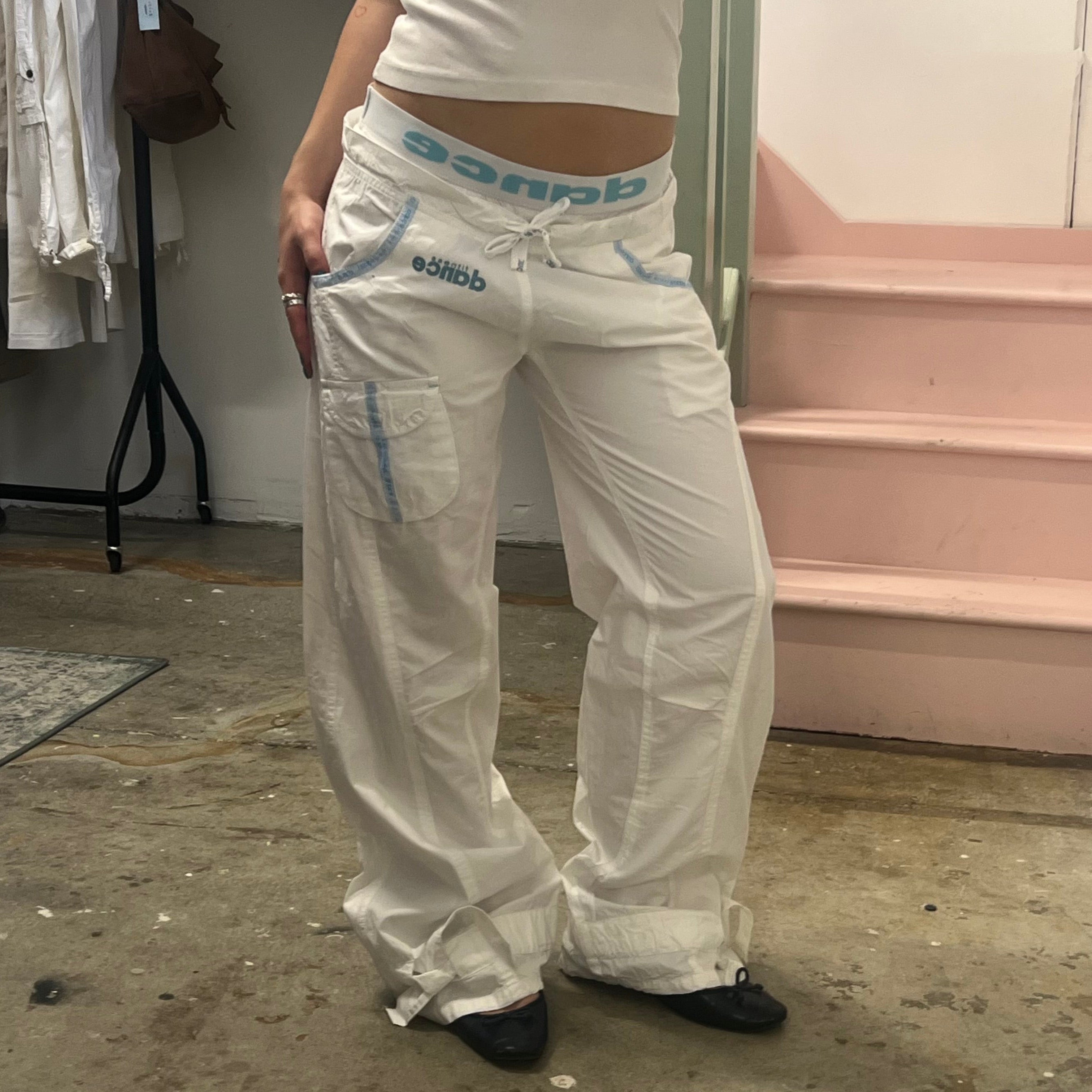 Danza white baggy wide leg joggers