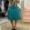 Teal turquoise pleated drop waist midi skirt