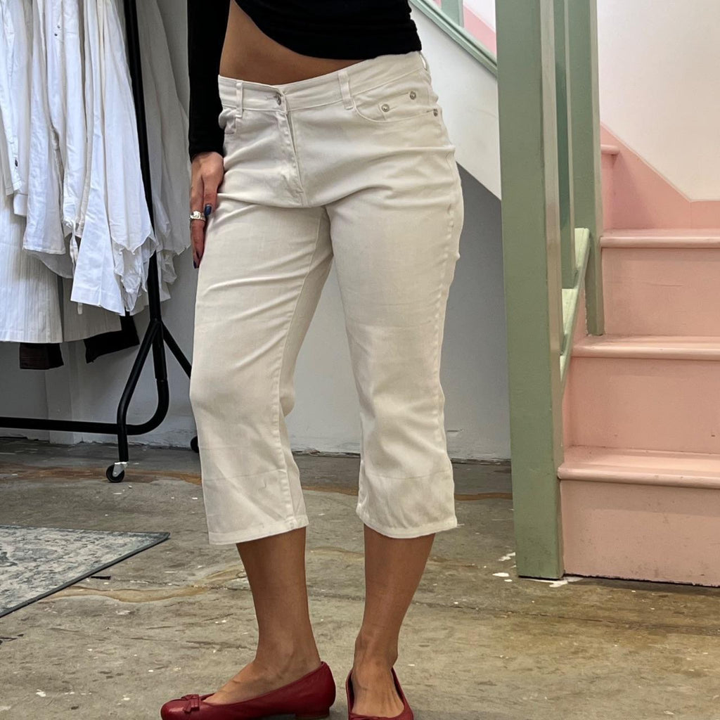 White denim capris