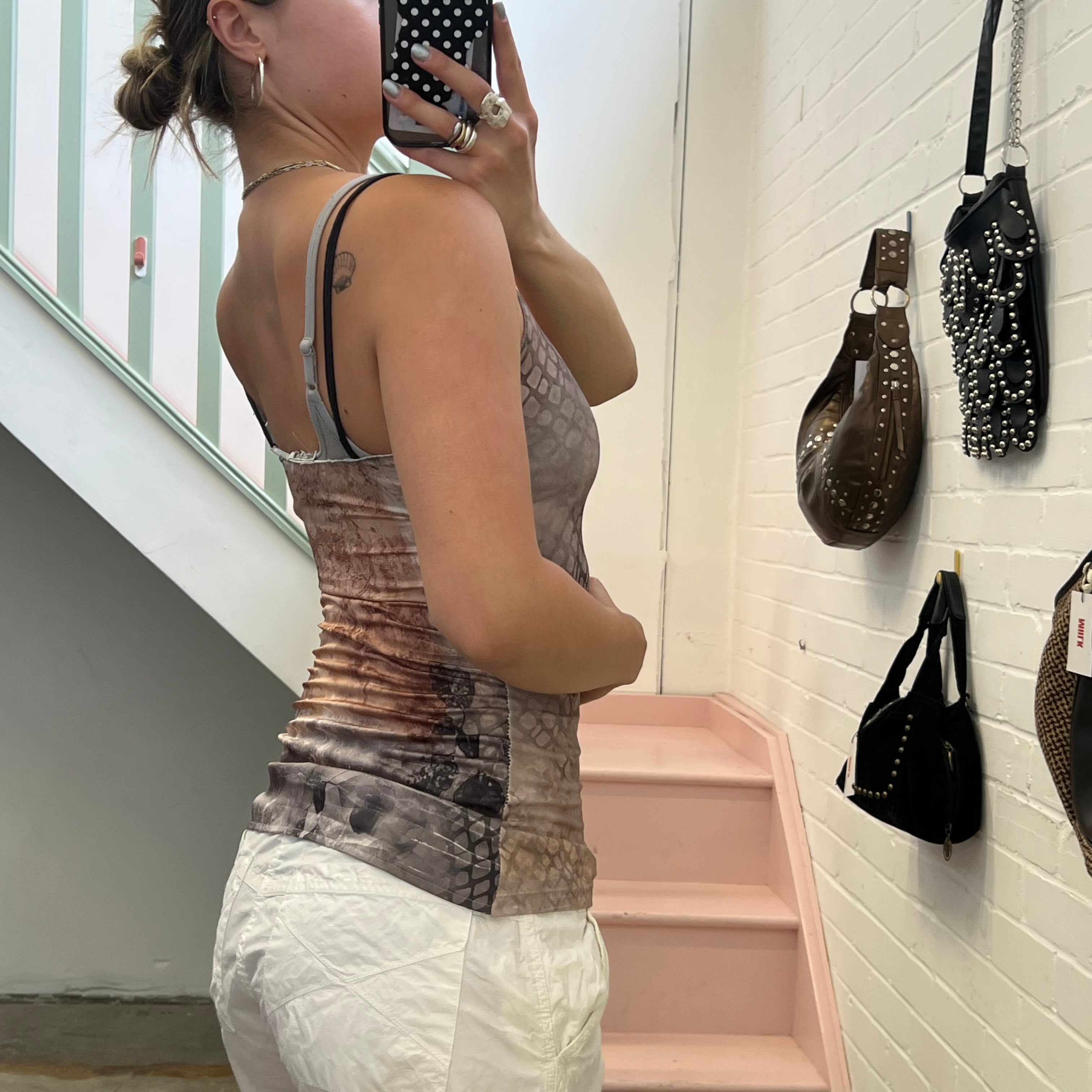 Grey snakeskin cami