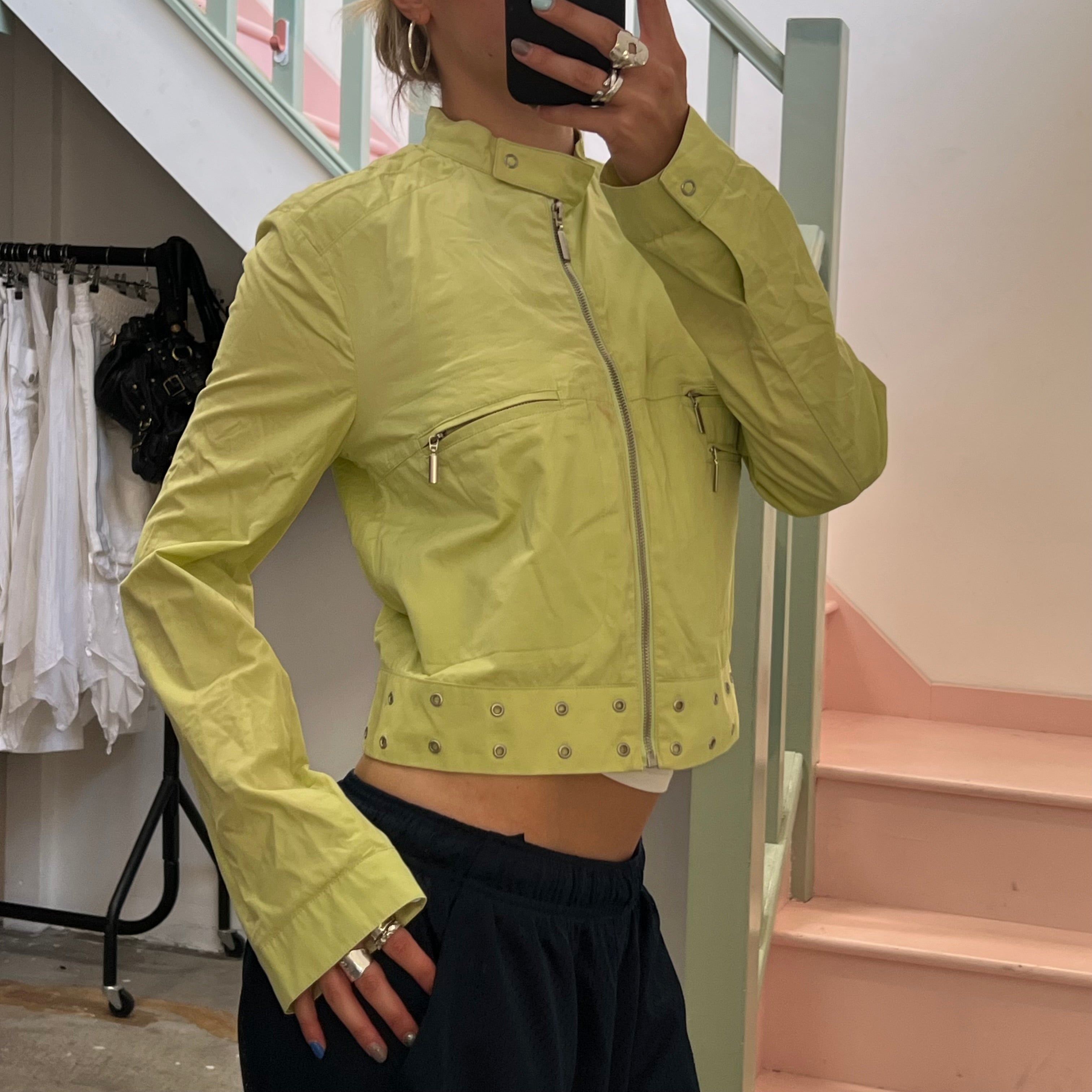 Lime green lightweight zip up jacket