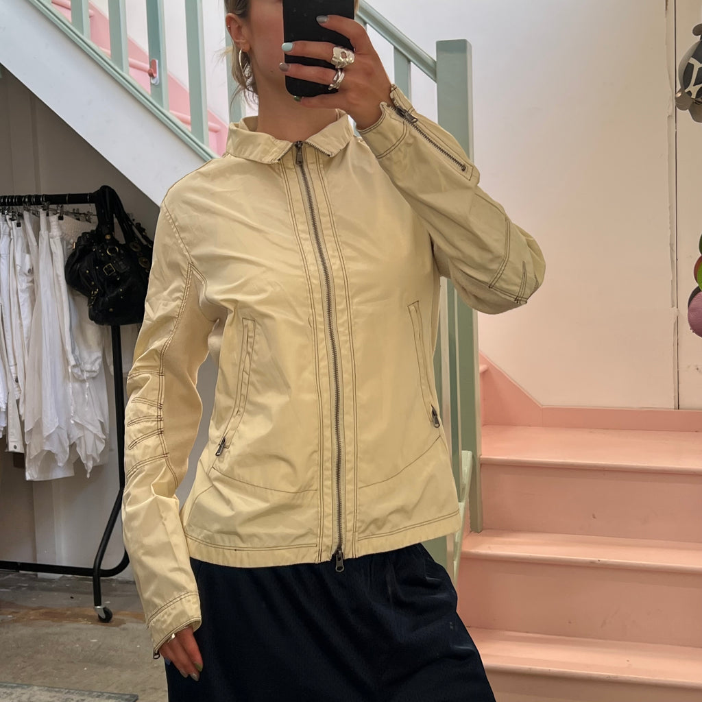 Cream lightweight biker jacket