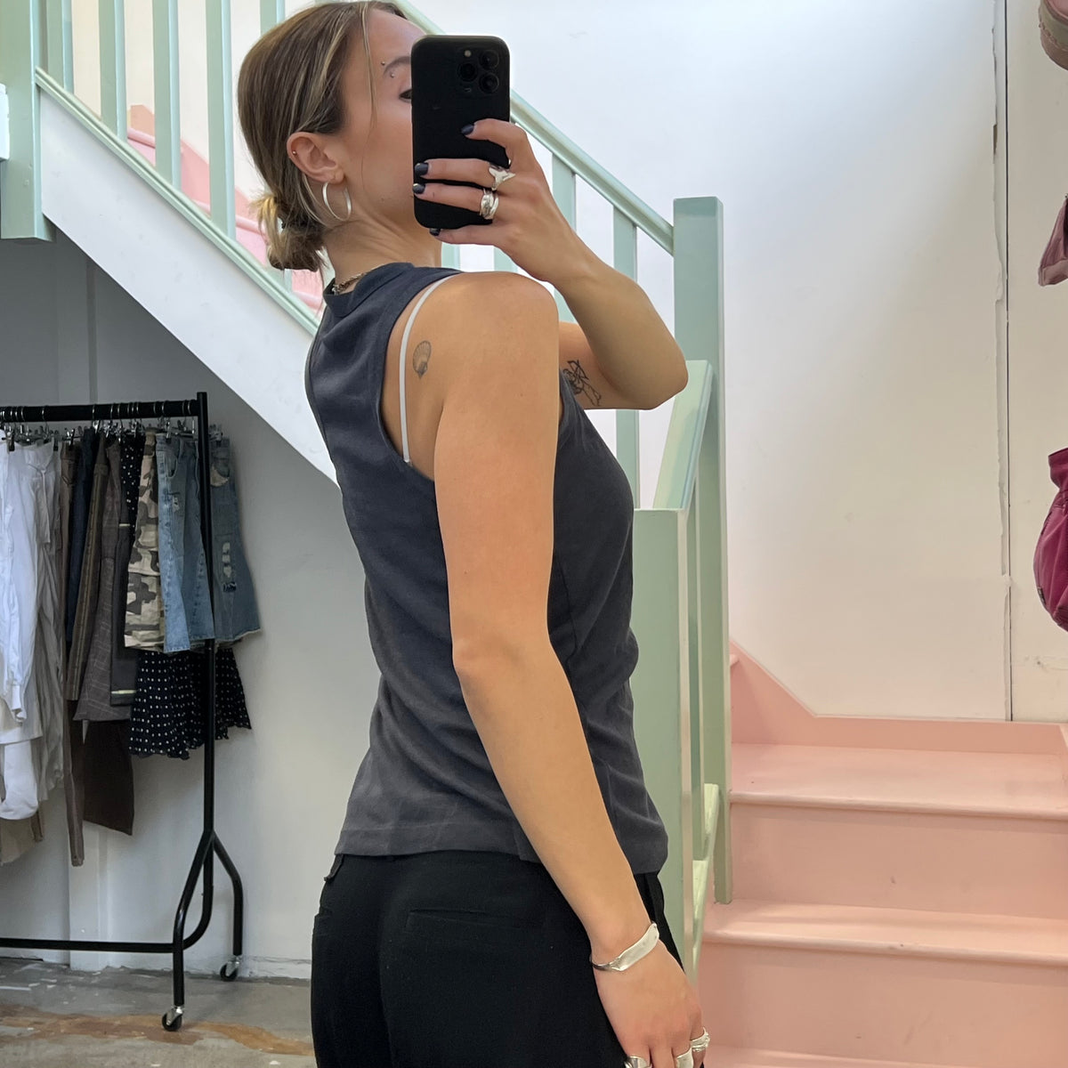 Grey slouchy racerback vest