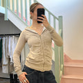 Cream ruched hoodie