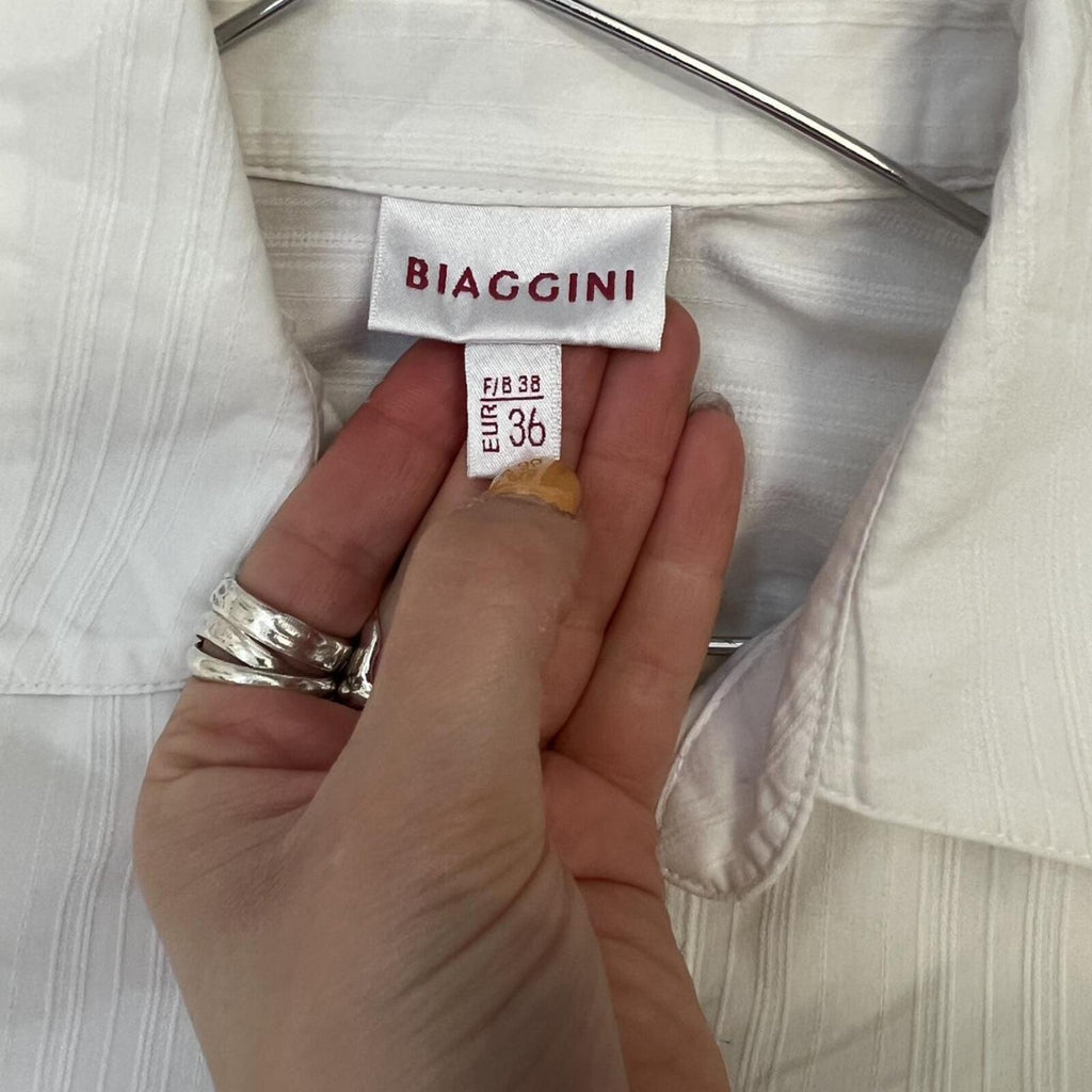 Biaggini white striped fitted vintage shirt