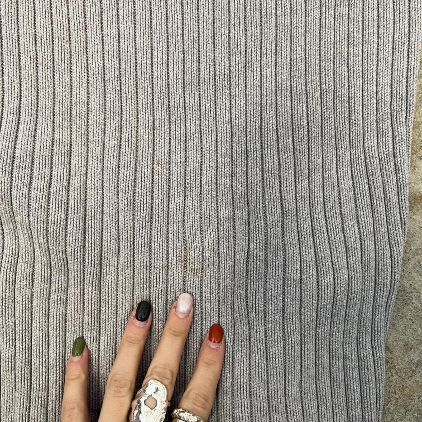 tommy hilfiger grey and navy ribbed chunky knit sweater