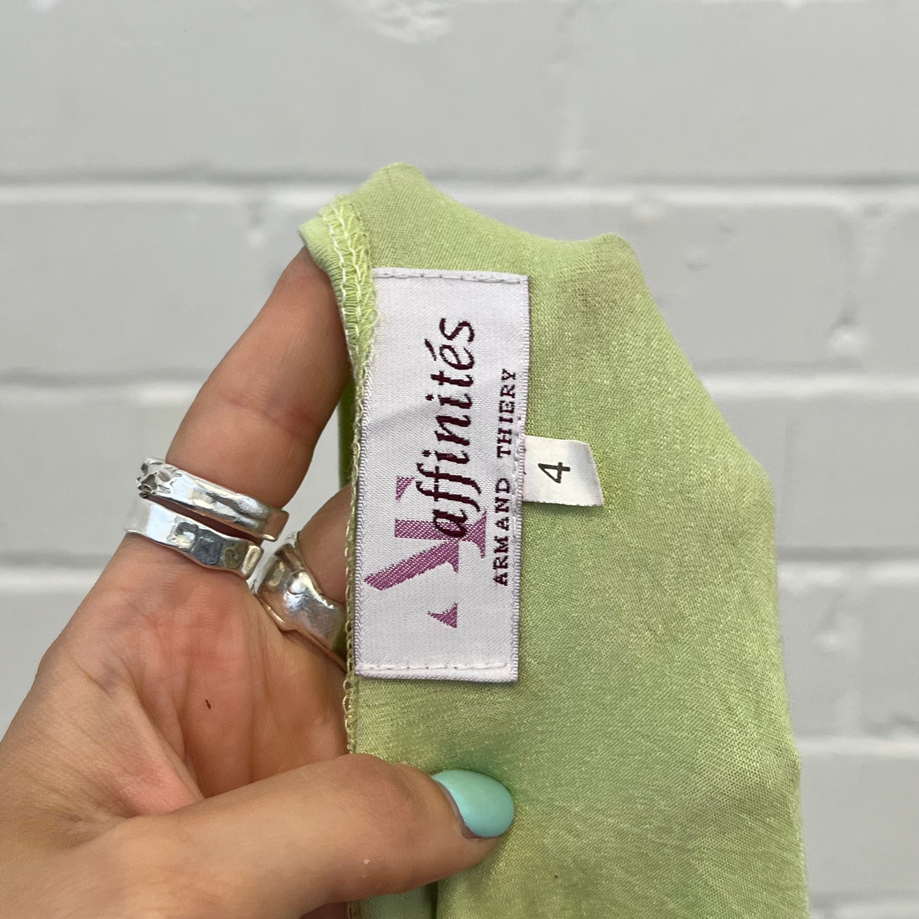Affinities green and brown printed long sleeve top