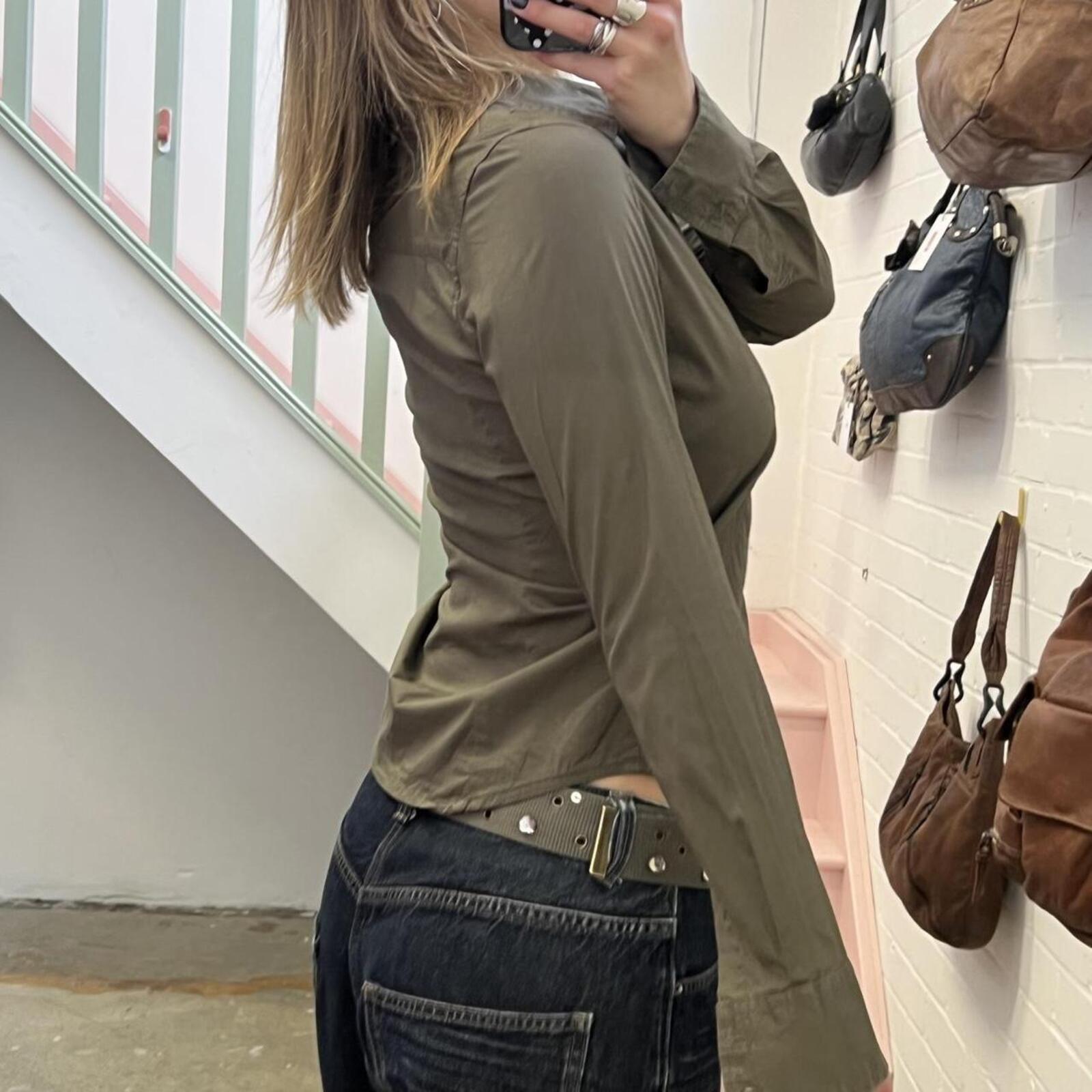 Kappa khaki fitted vintage long sleeve shirt