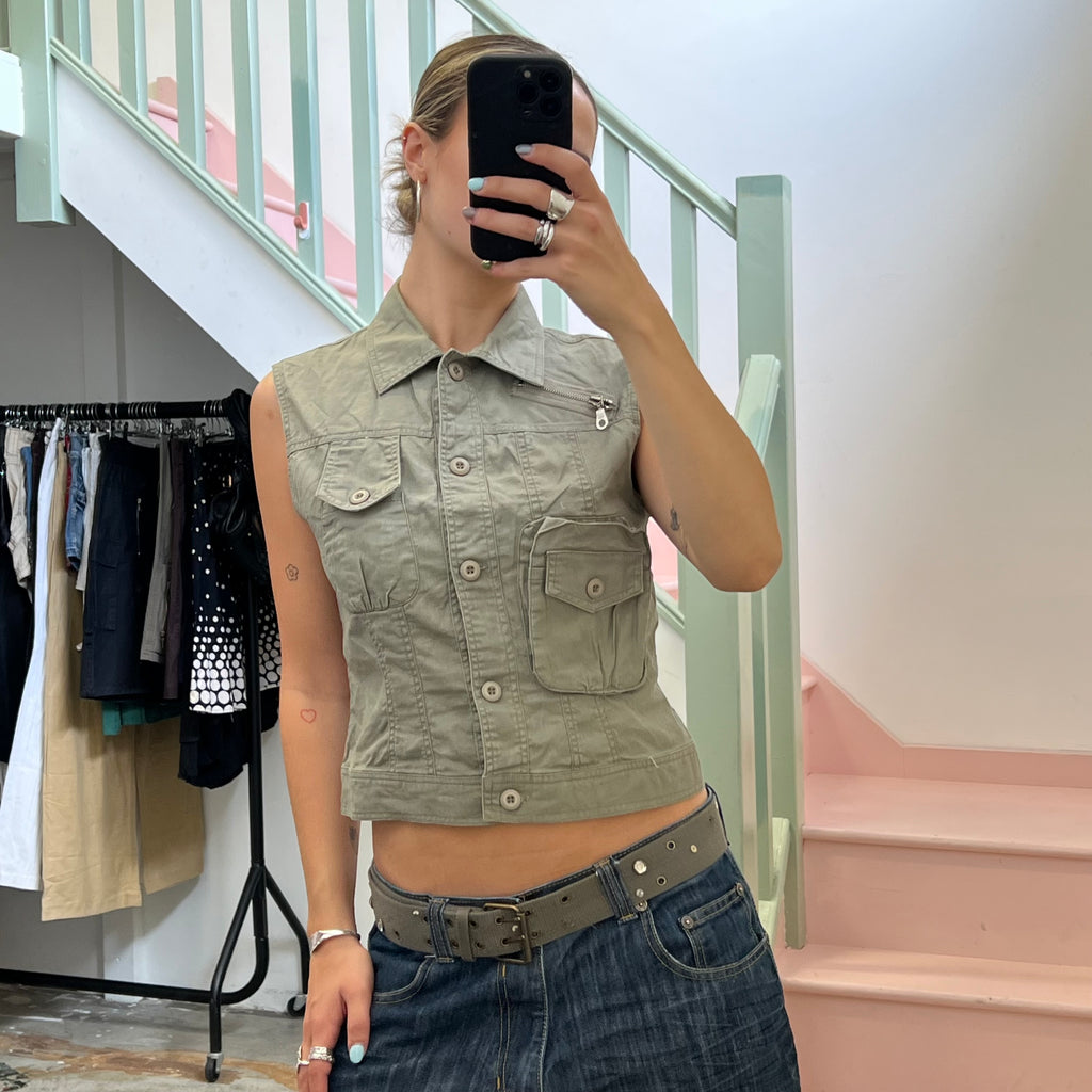Khaki utility vest