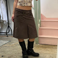 Brown belted cargo midi skirt