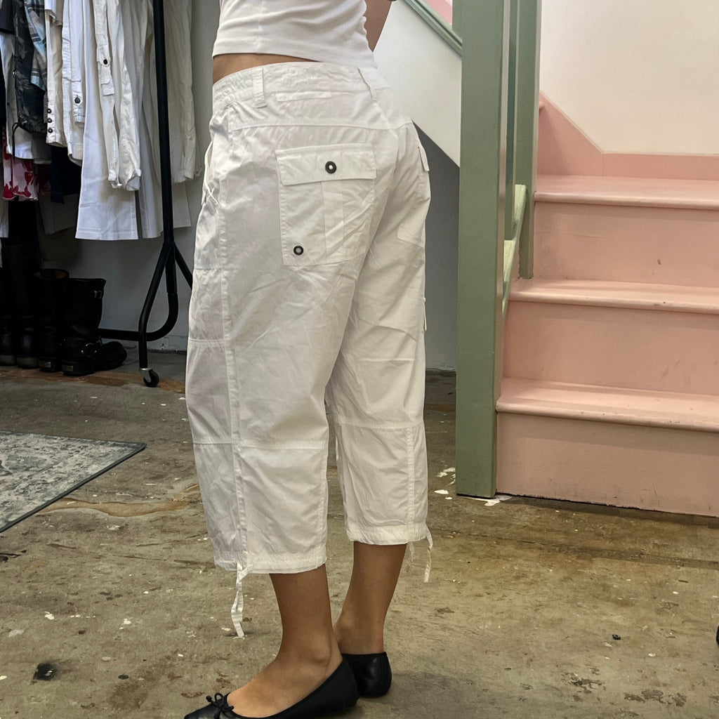 White baggy cargos capris