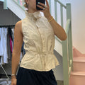 Cream sleeveless utility style vest