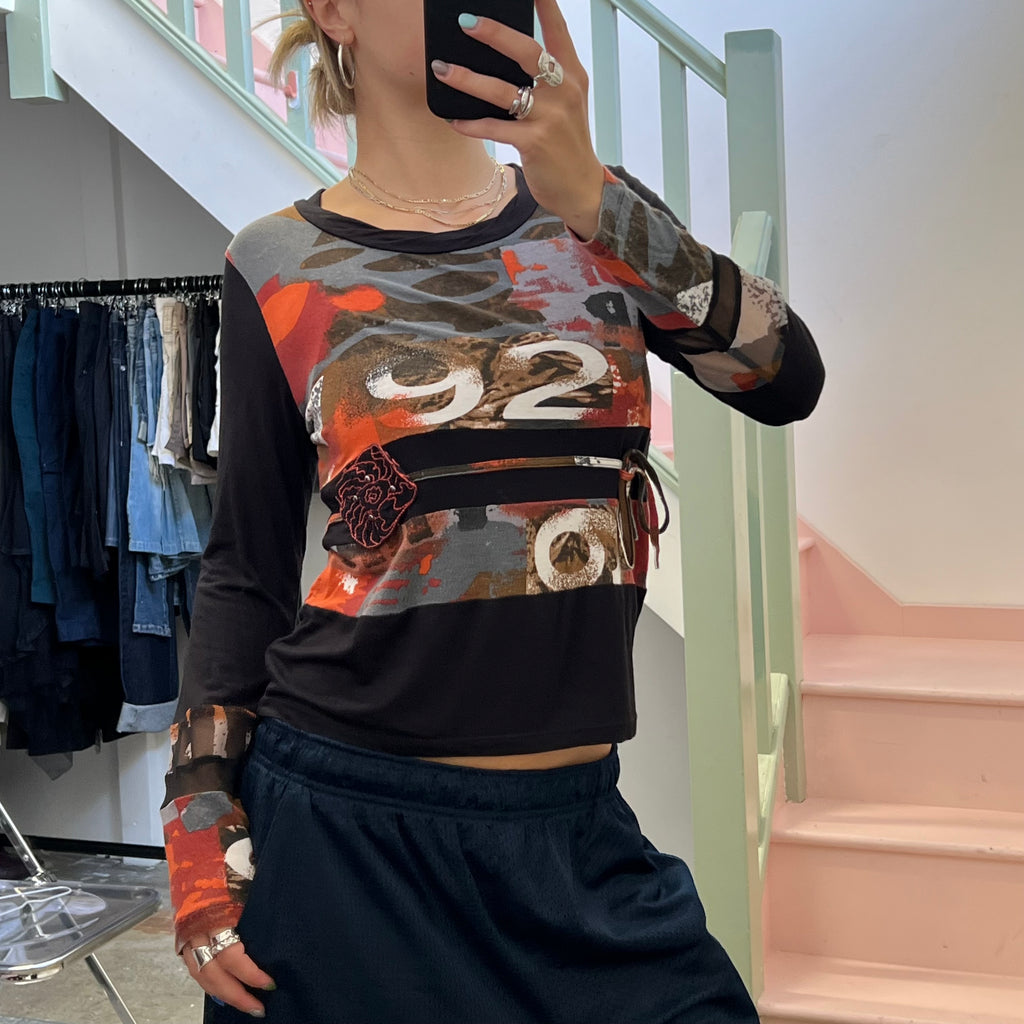 Graphic print long sleeve top