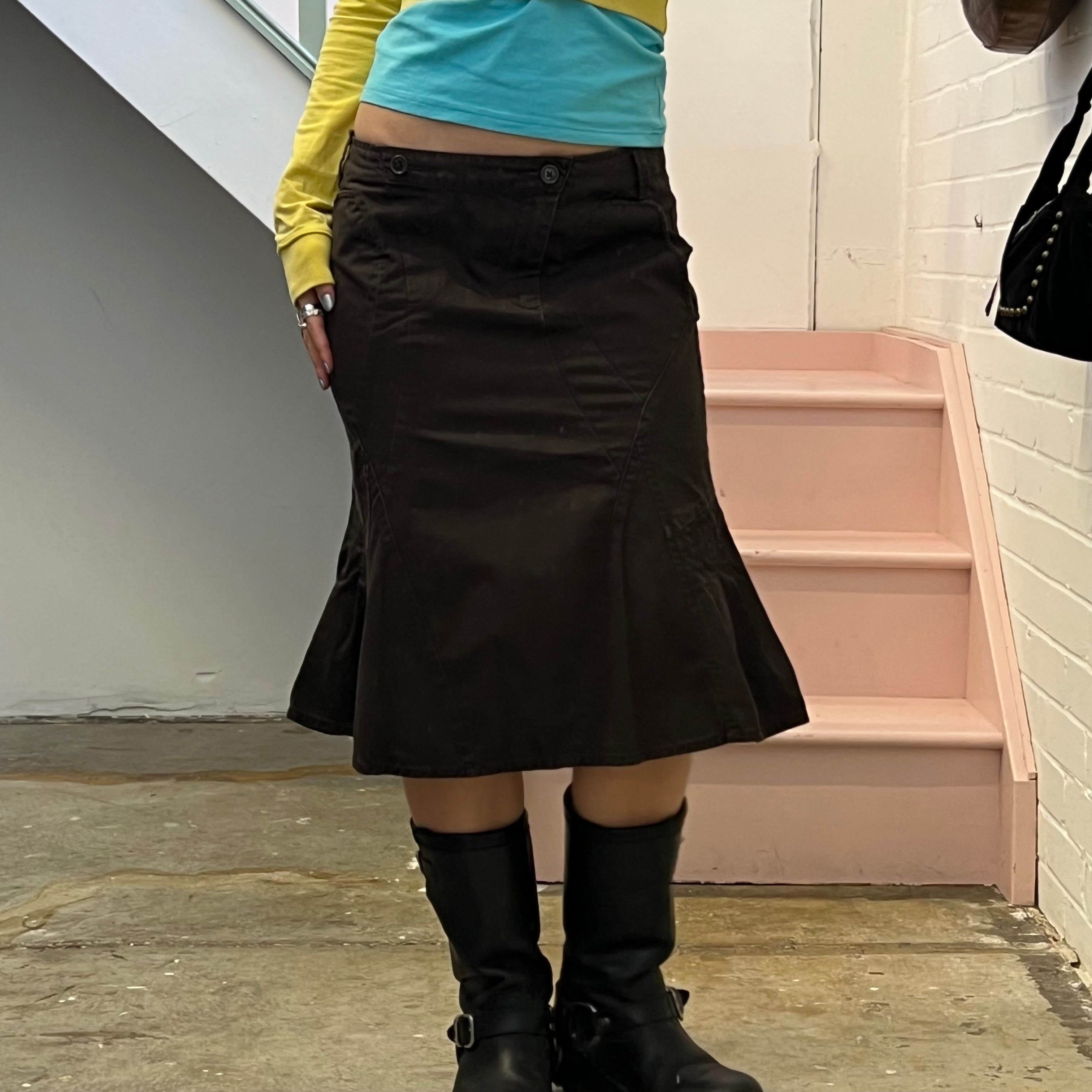 Mexx brown tailored structured midi skirt