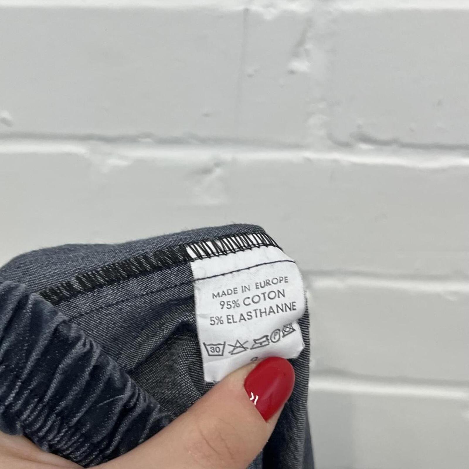 Navy denim look utility style midi skirt