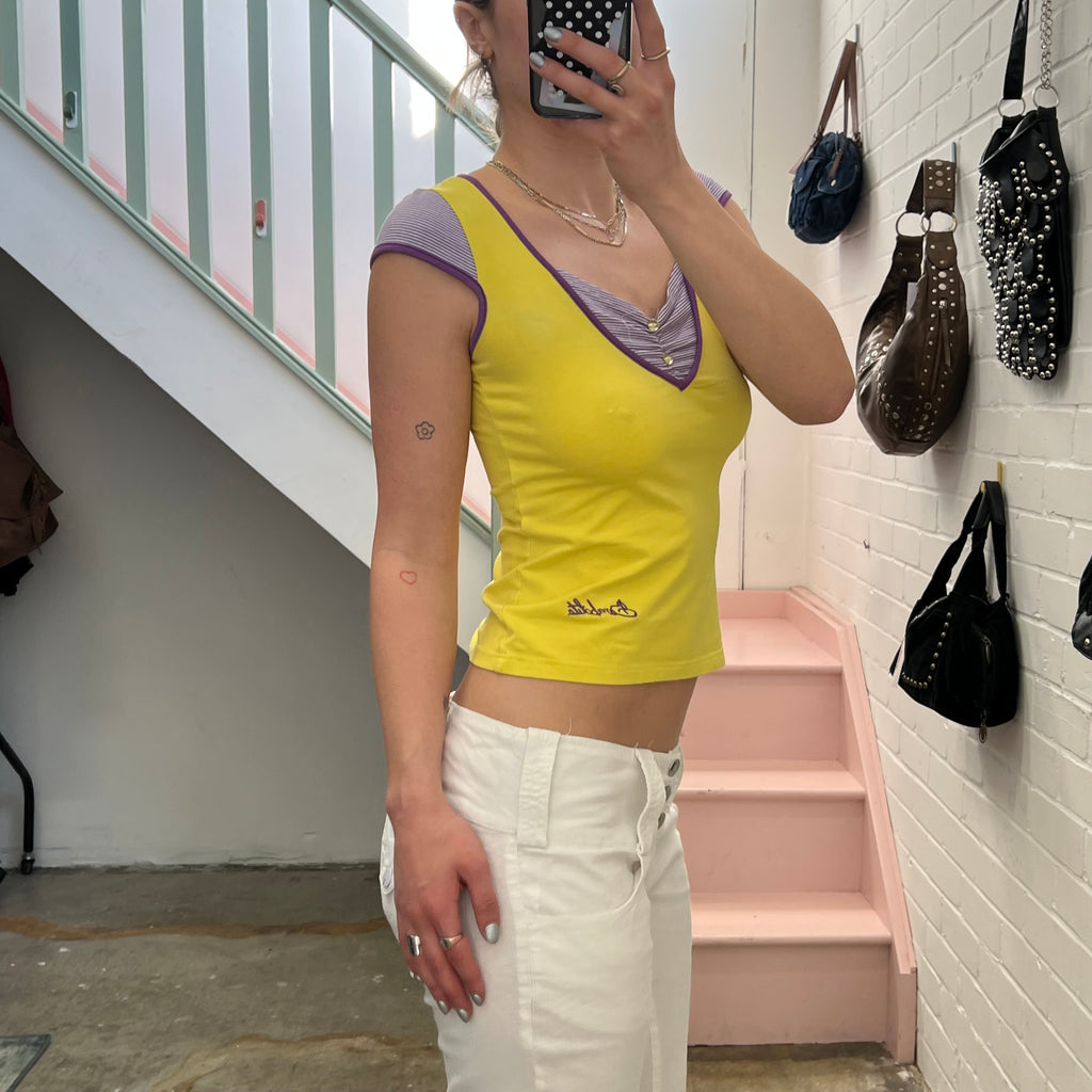 Yellow and purple layered baby tee