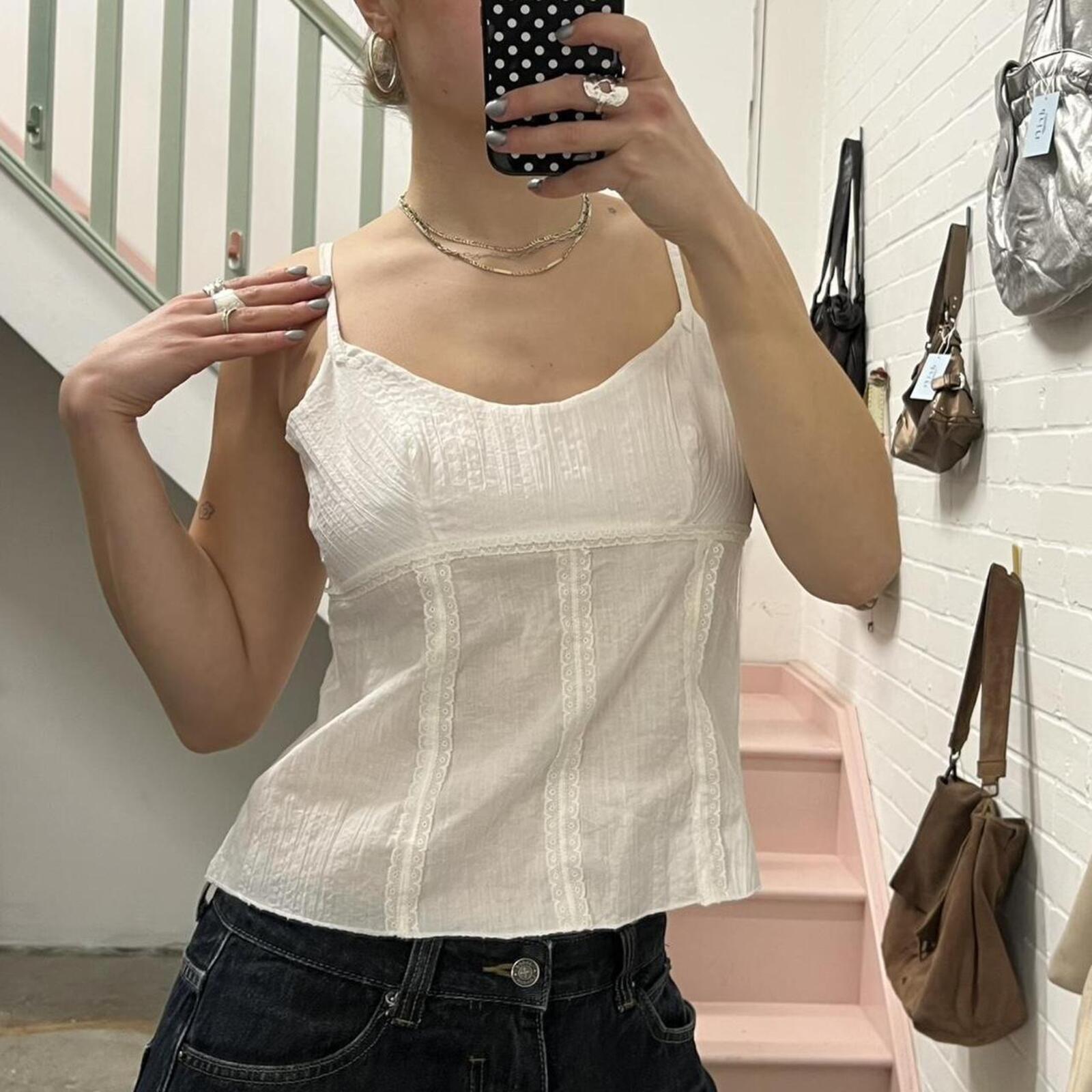 white vintage dainty cami