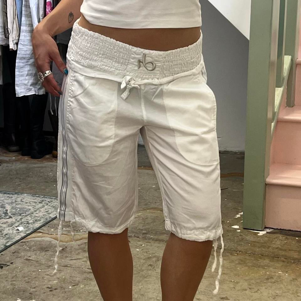 White baggy cotton basketball shorts