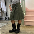 Sisley khaki pleated wrap around skirt