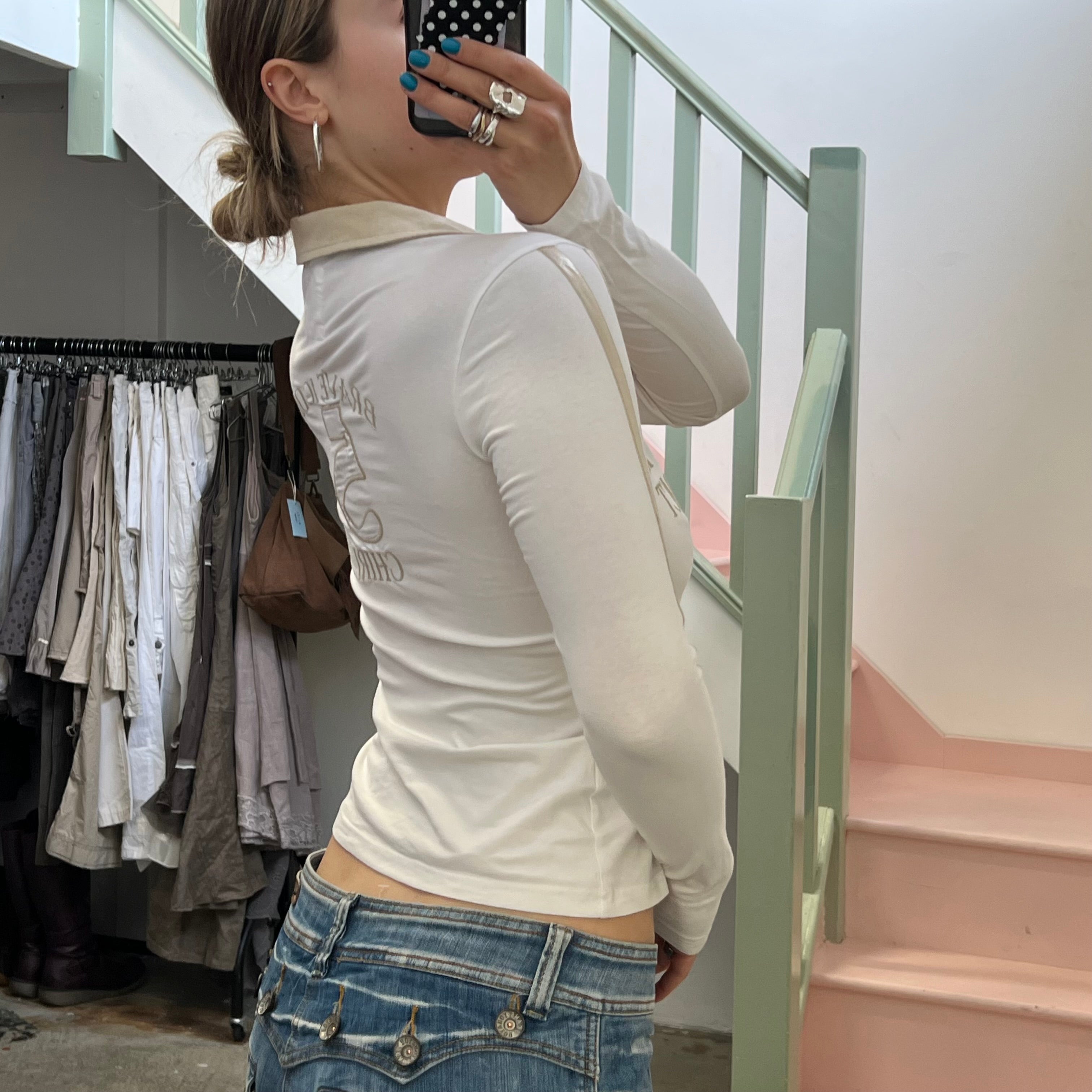 White fitted polo shirt
