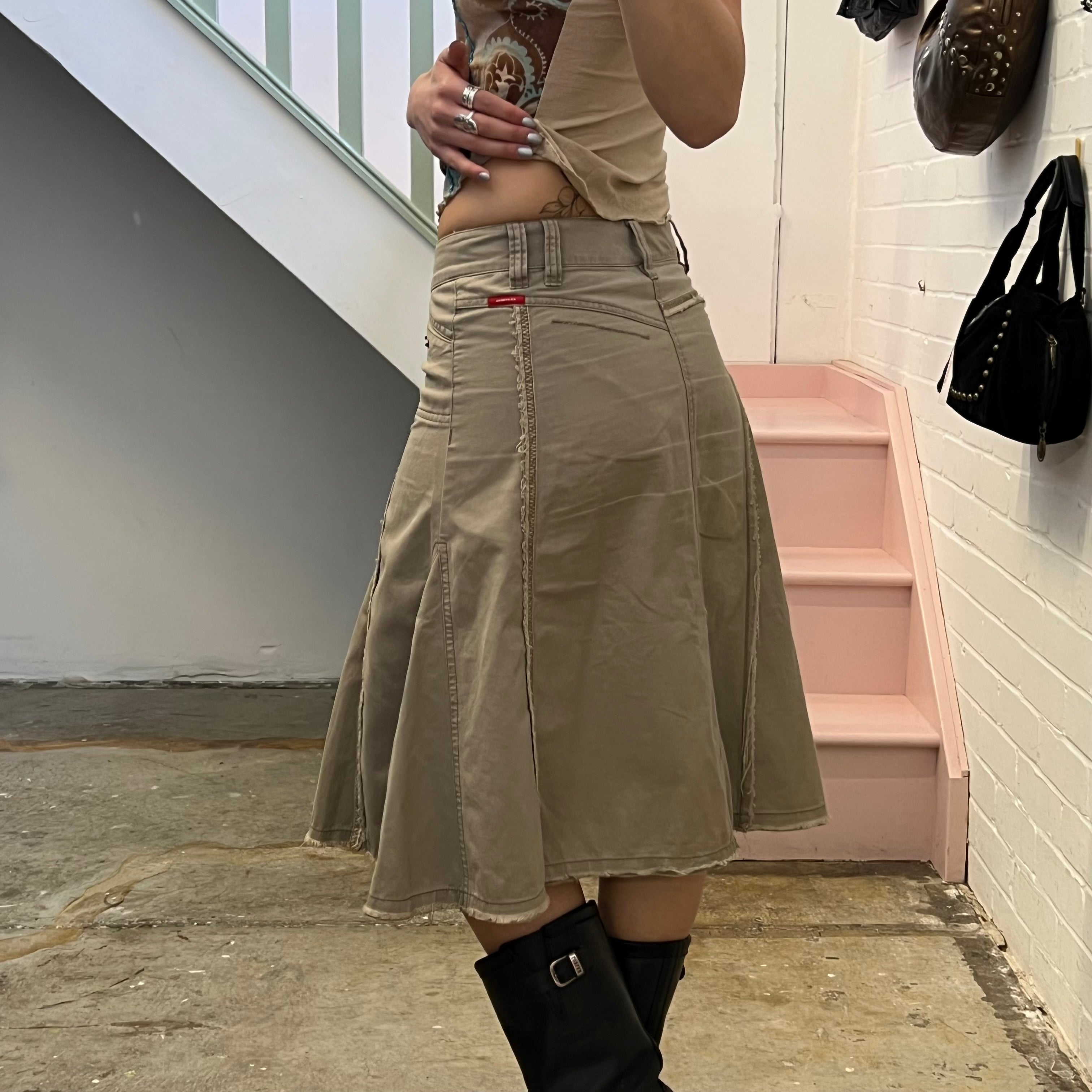 Mexx cream tailored pleated midi skirt