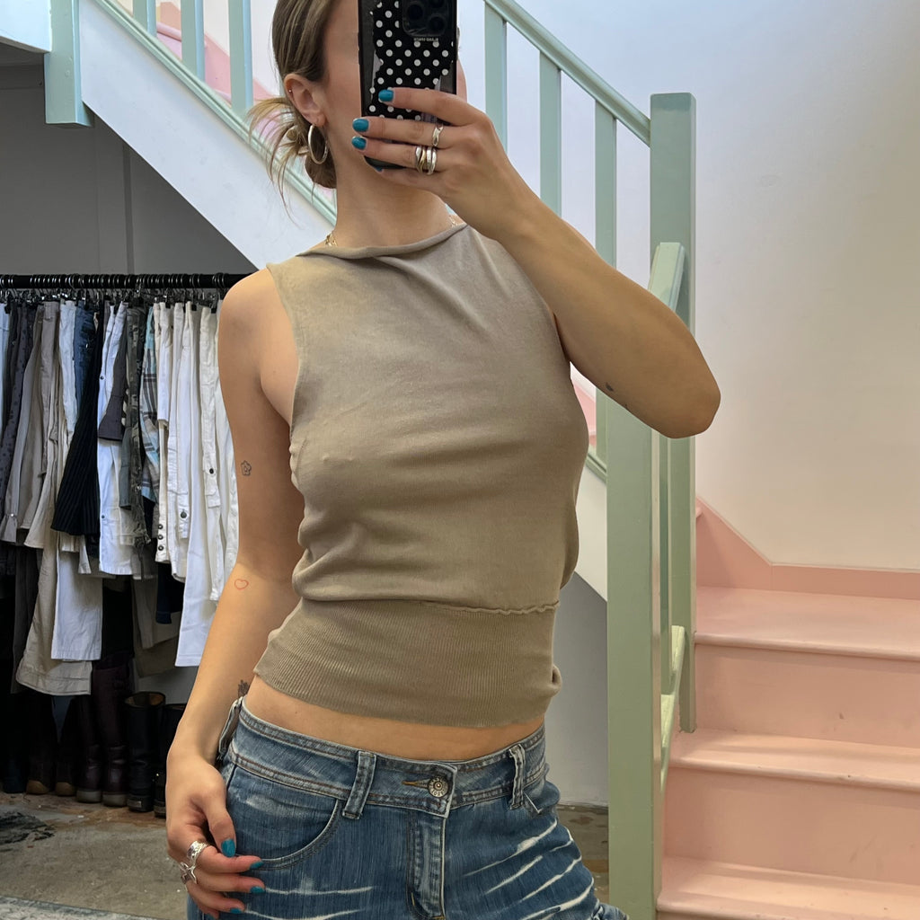 Cream slouchy lightweight knit vest