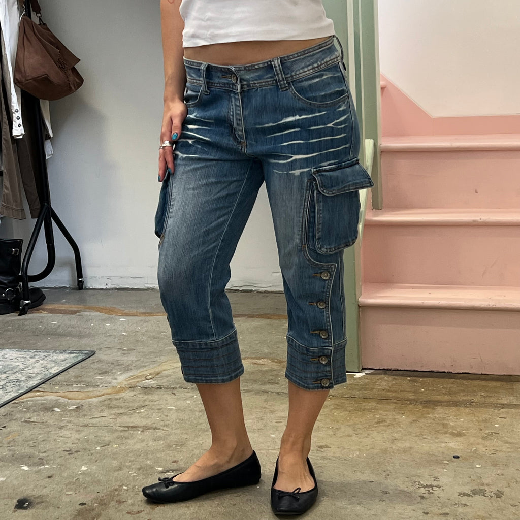 Denim fitted capris