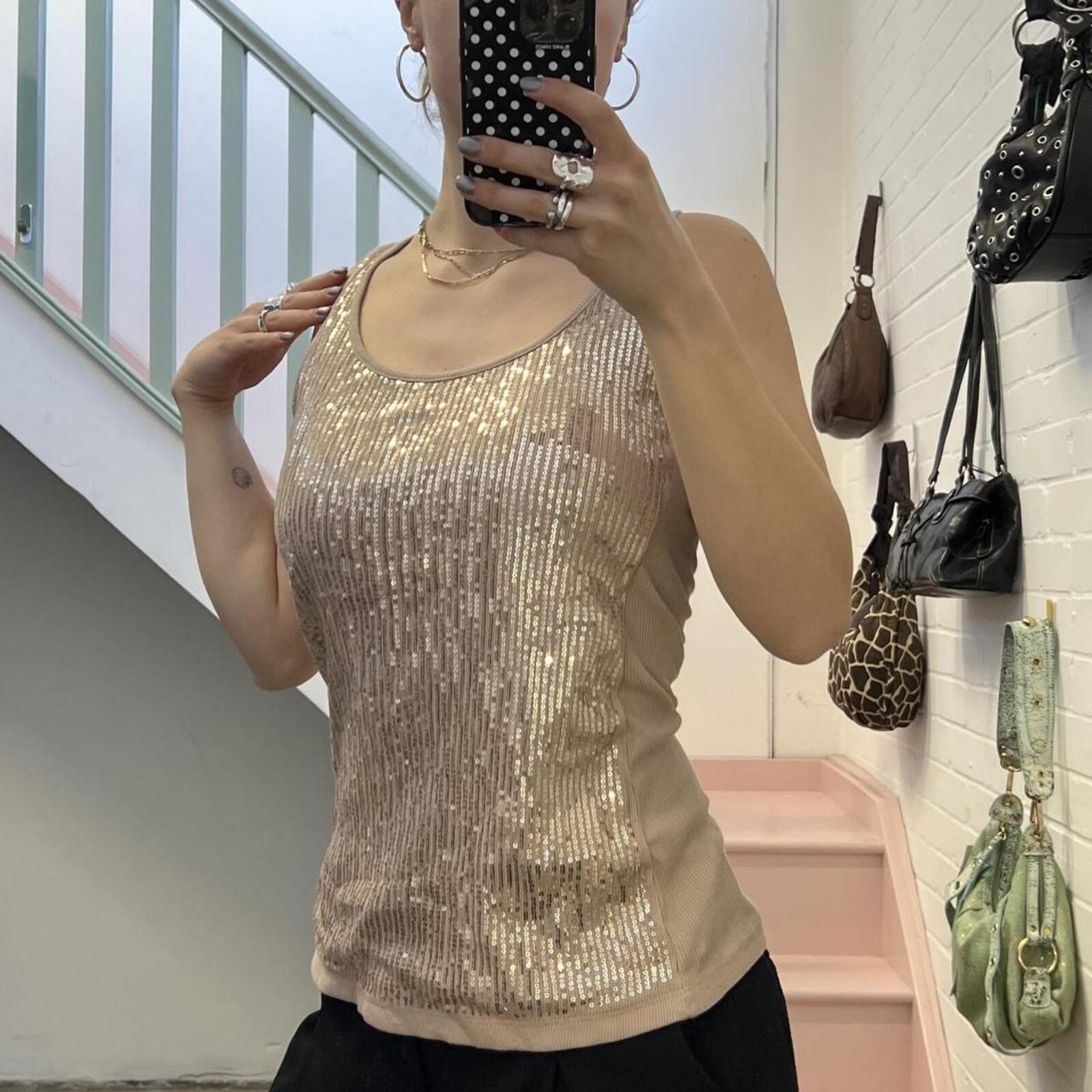 Orsay sequin cream vintage vest