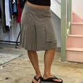 Grey pleated asymmetrical midi skirt