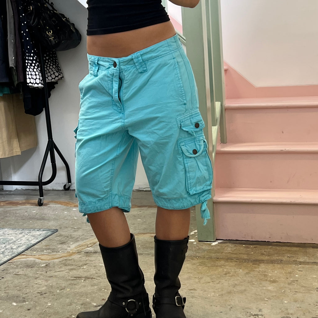 Blue baggy cargo shorts