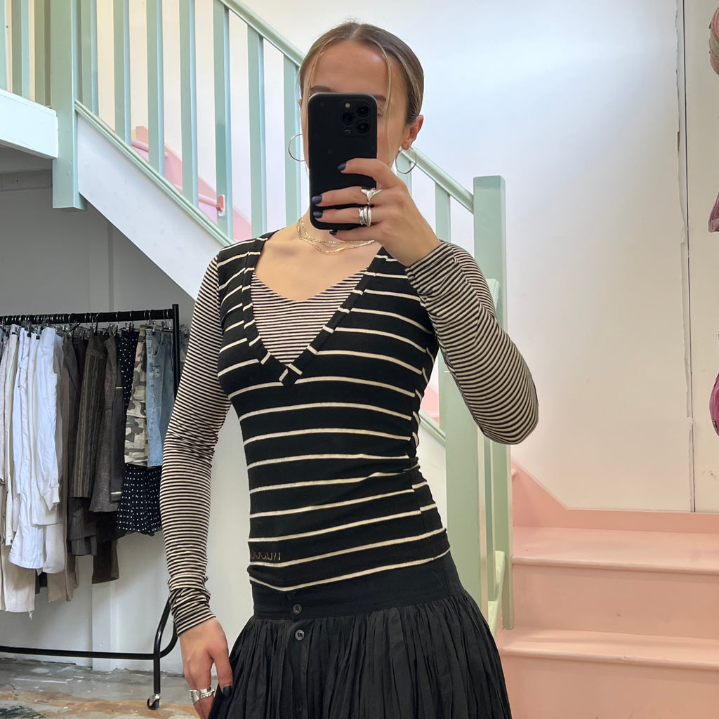 Striped layered look top