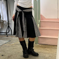 Black pleated gingham midi skirt