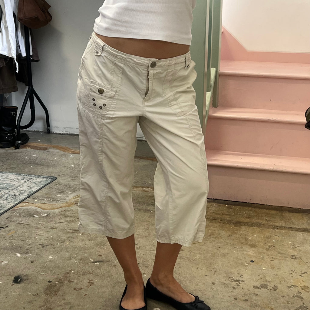 Street One cream baggy capris with eyelets