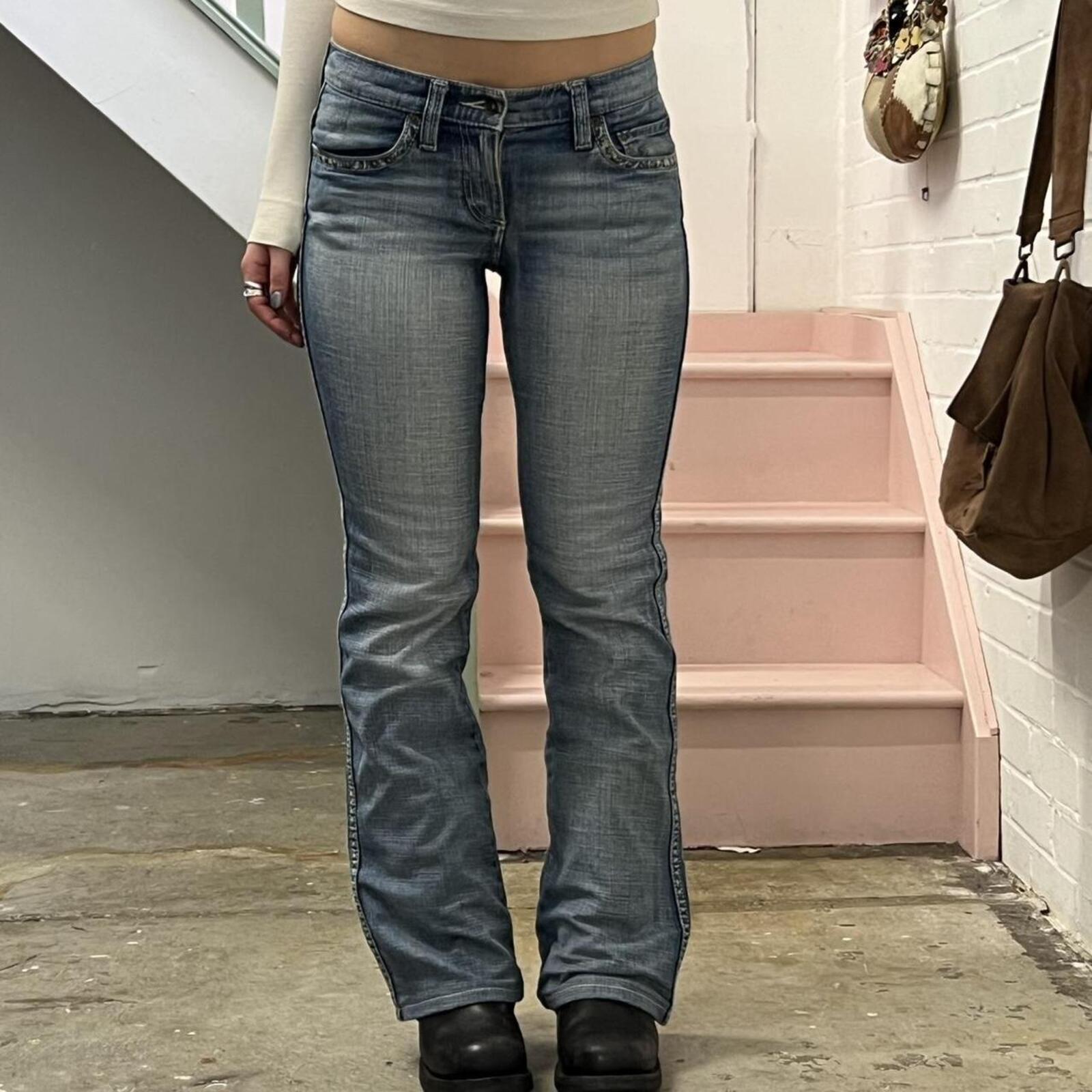 Esprit light wash low rise studded vintage flared jeans