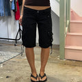 Black knee length cargo shorts