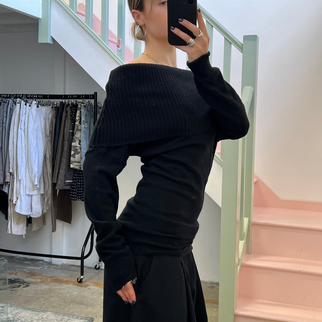 Sisley black off shoulder sweater