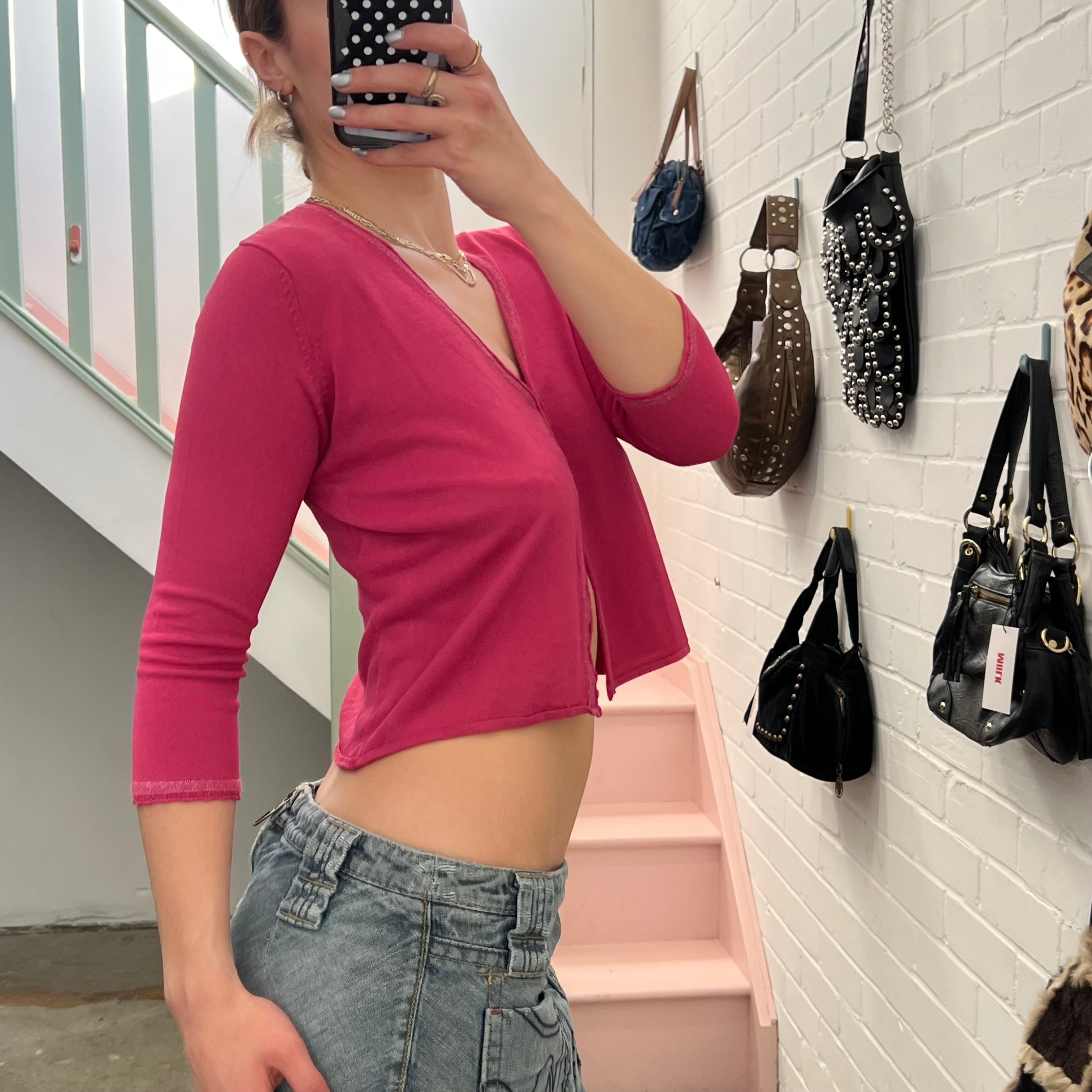 Pink cropped cardigan