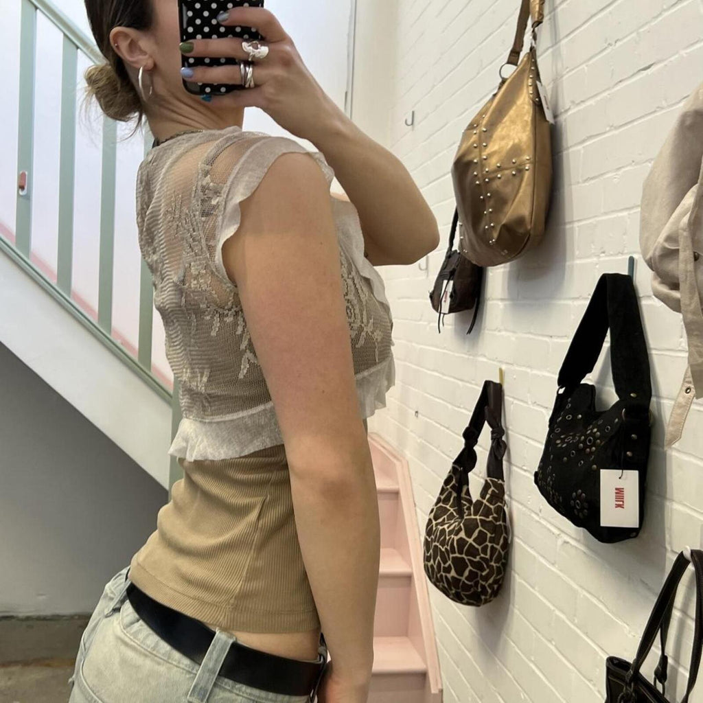 Cream lace Promod tie up dainty bolero