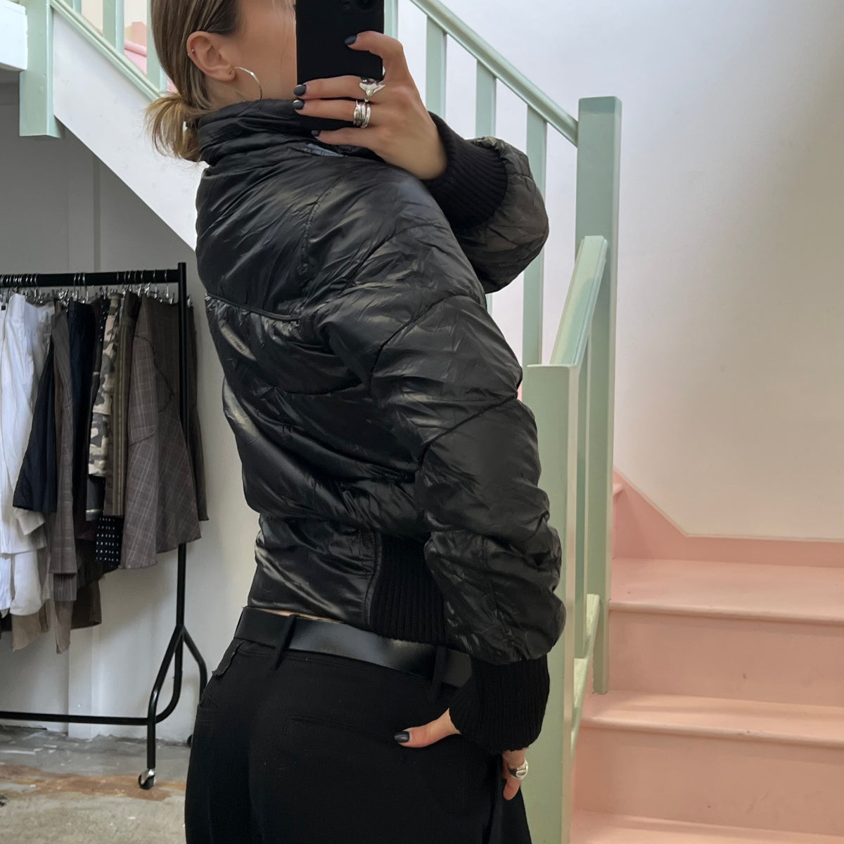 ONLY black utility puffer coat