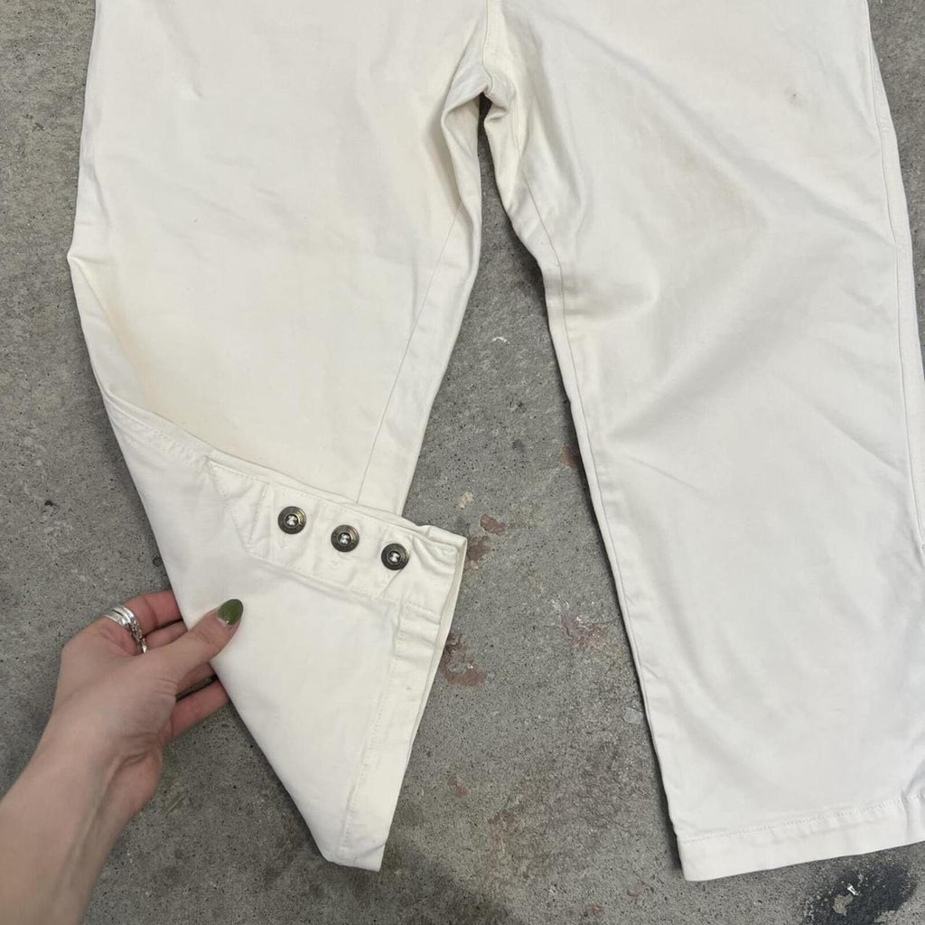 cream white tailored low rise fitted vintage capris