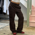Brown wide leg baggy cargo trousers