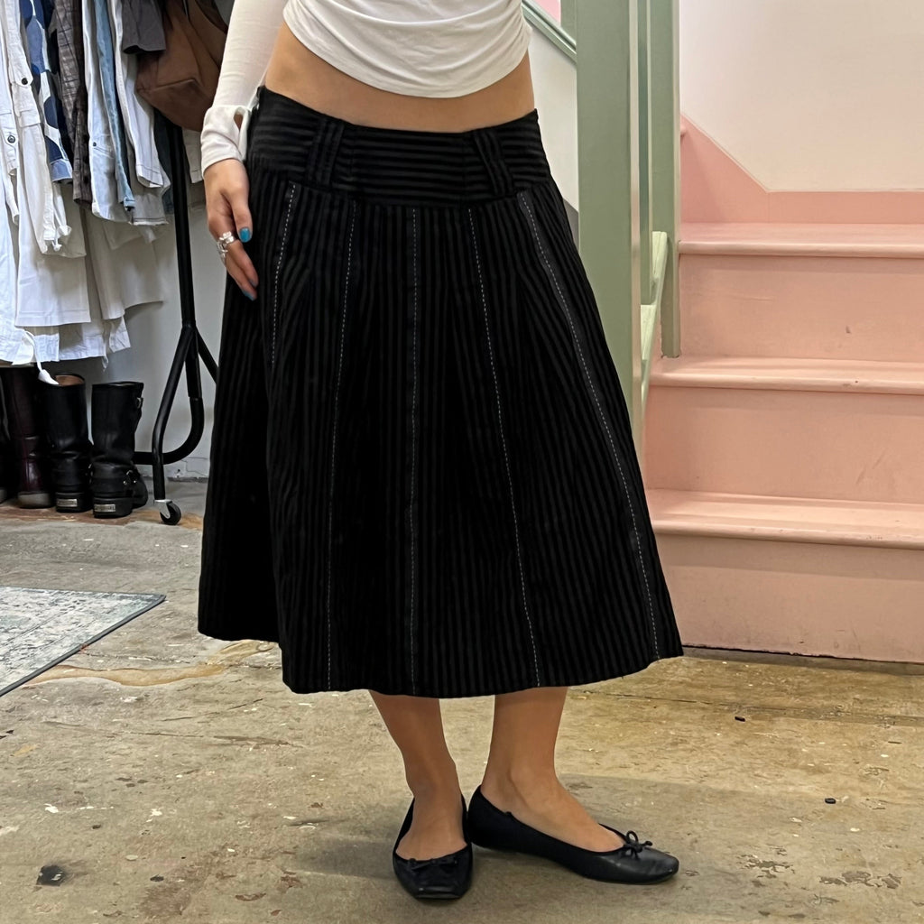 Esprit black striped midi skirt