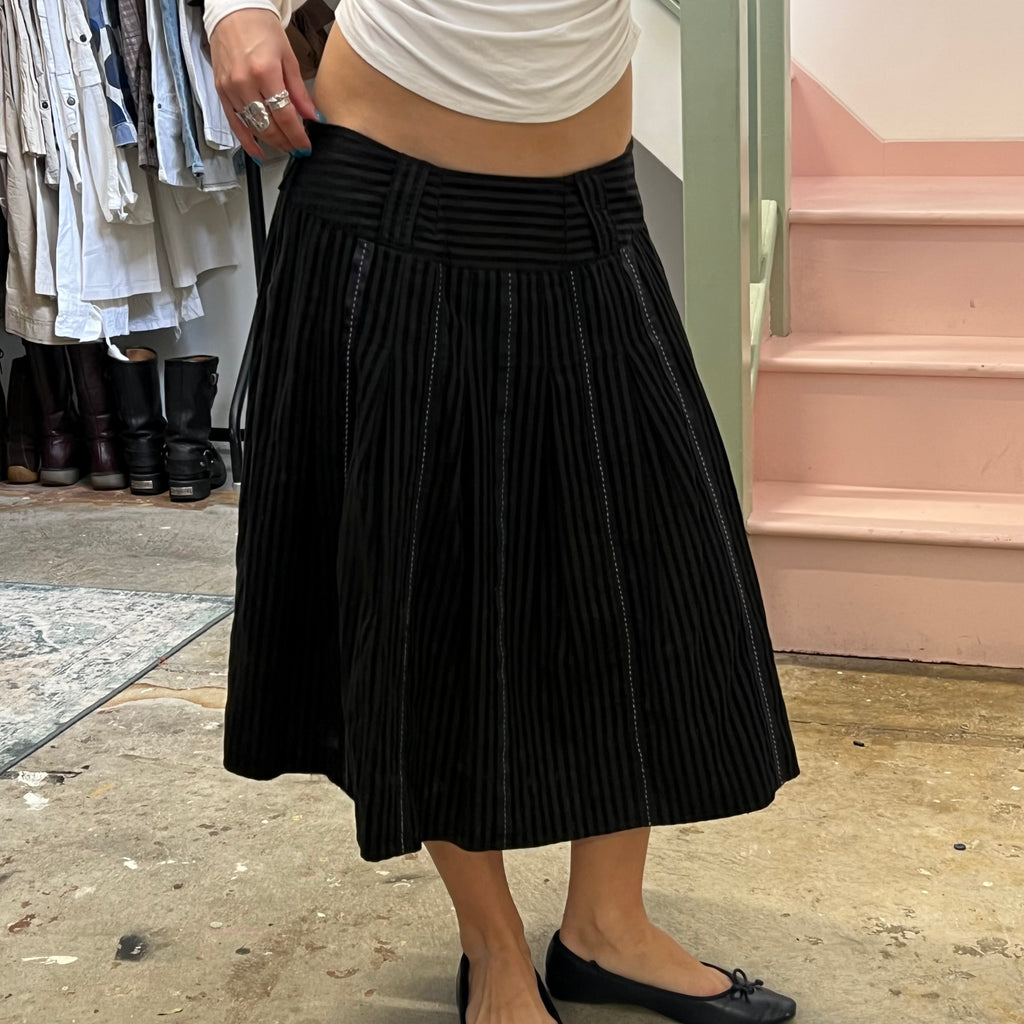 Esprit black striped midi skirt