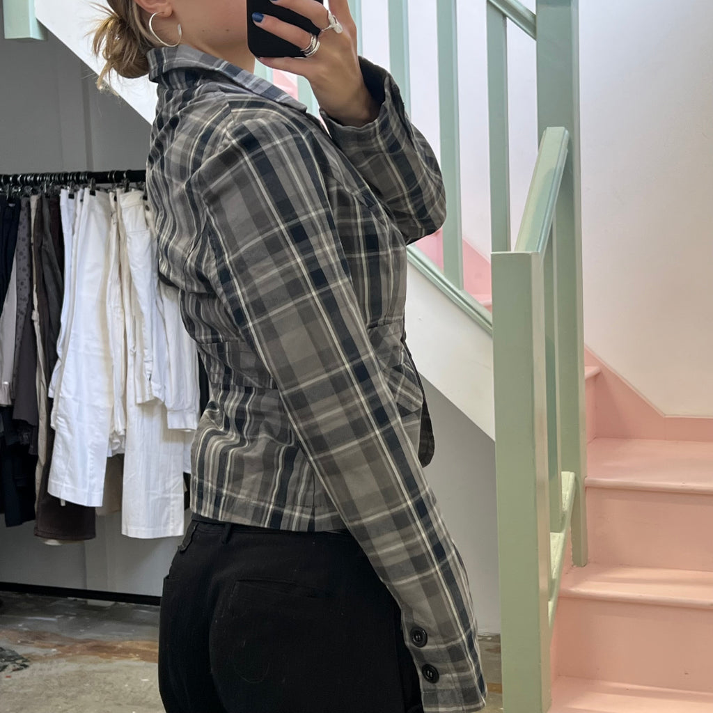 Motivi grey checkered fitted blazer